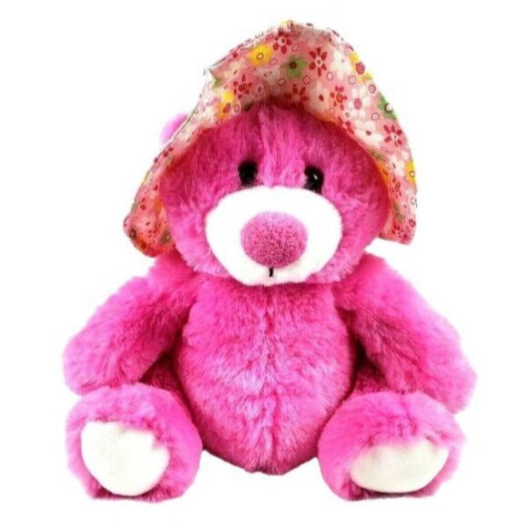 Hersheys Jolly Rancher Teddy Bear 9 in Plush Pink Floral Sun Hat Stuffed Animal - Picture 1 of 7